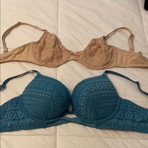 Bundle of size 36 D bras- tan (VS), blue (Aerie)